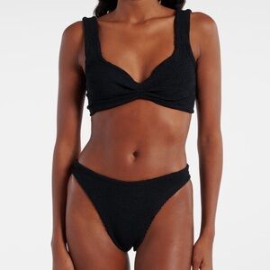 Hunza G Black Juno Twist-Detail Bikini Swimwear One Size